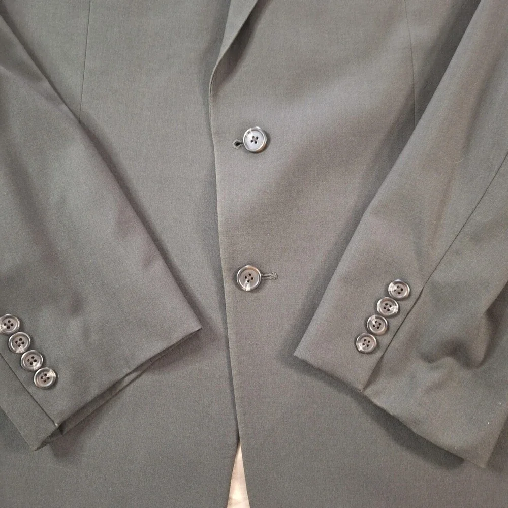 Lauren Ralph Lauren 2 Piece Suit Mens 46L Charcoal Pleated Pants Made Canada